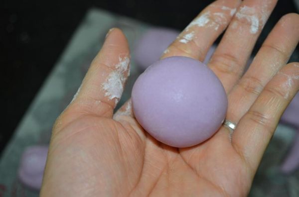 椰蓉燕麦馅紫薯汤圆