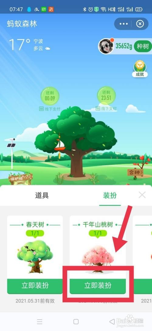 蚂蚁森林如何装扮千年山桃树