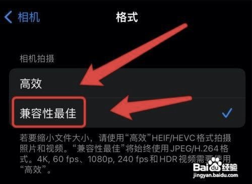 苹果相机如何设置最佳兼容性