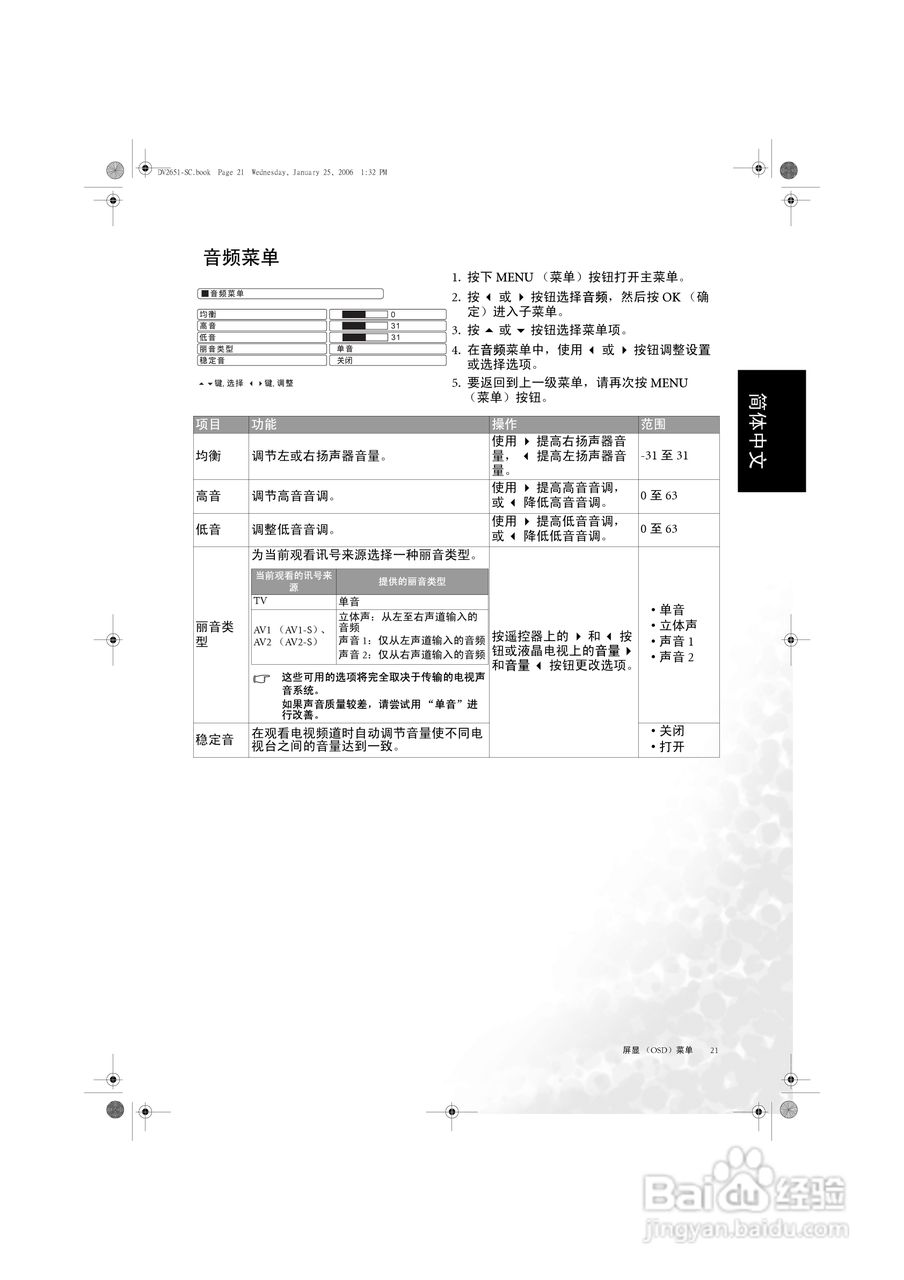 明基DV3080液晶彩电使用说明书:[3]