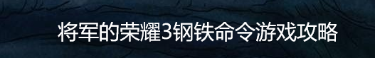 将军的荣耀3钢铁命令游戏攻略