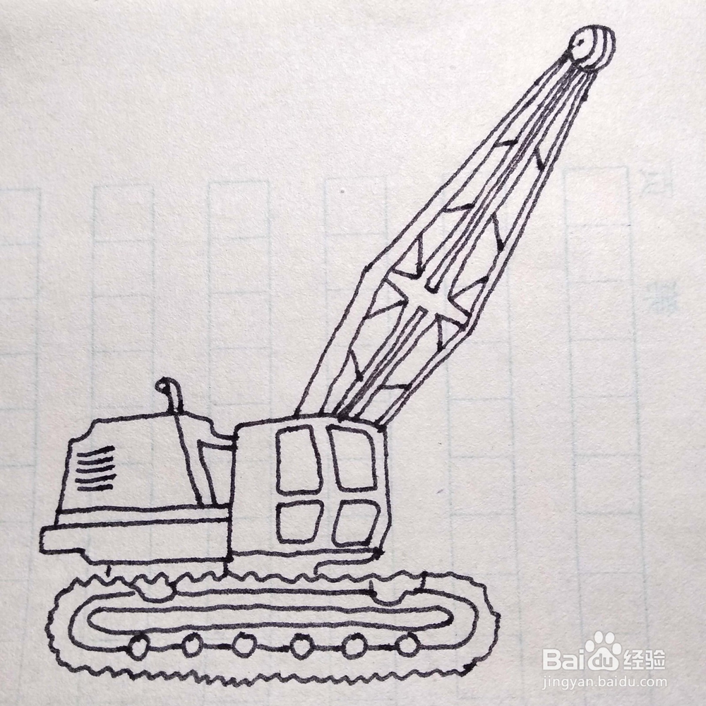 怎么画一台正在作业的起重机卡通简笔画/儿童画