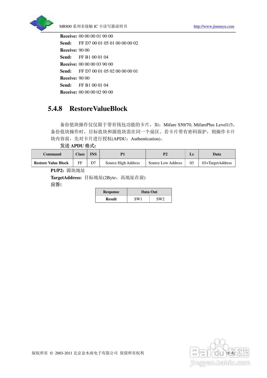 金木雨电子MR800UHN读卡器操作手册:[2]
