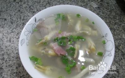 咸肉秀珍菇蛏子--美食教程
