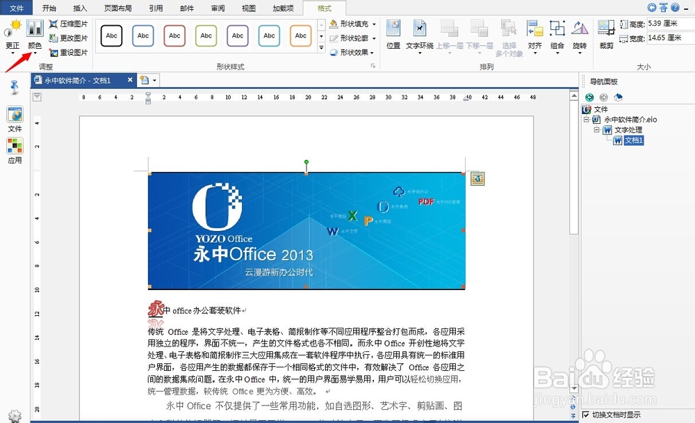 永中office入门：[15]把文字中图片转为灰色