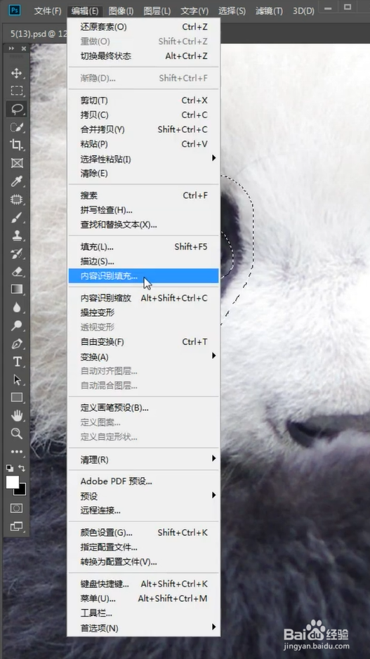 怎样用Ps去掉熊猫黑眼圈