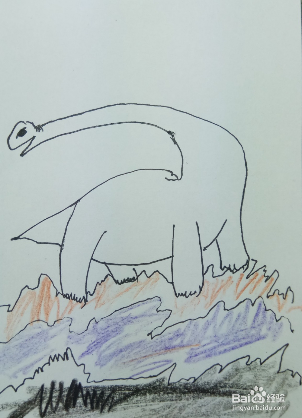 怎样画简笔画回头张望的恐龙?
