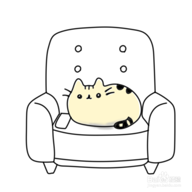 如何画窝在沙发上看电视的猫