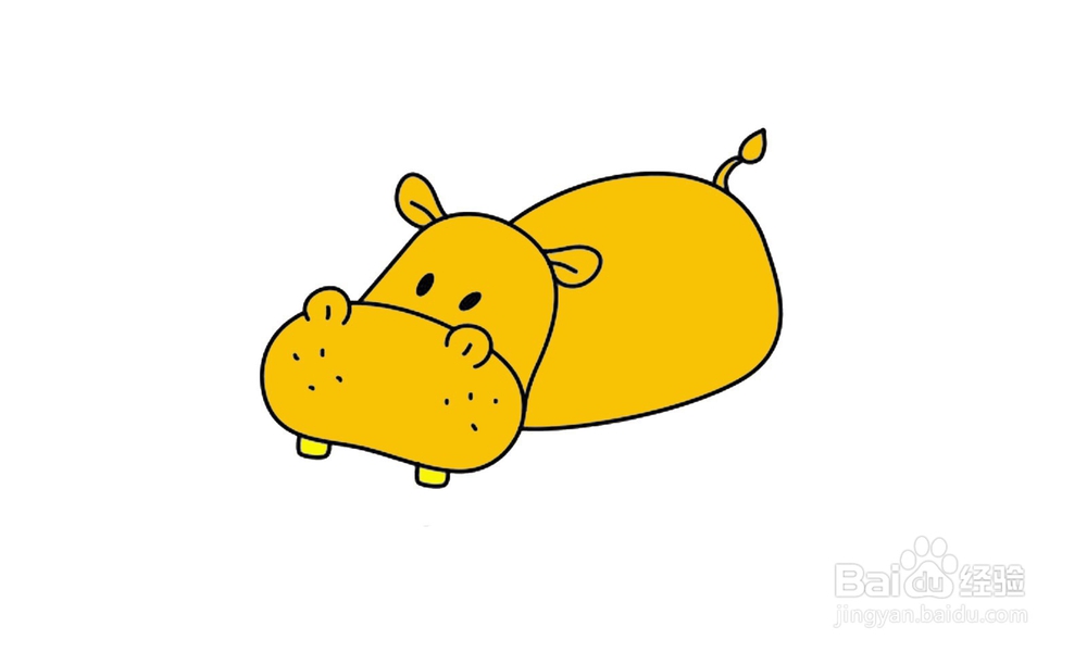 如何画出一个黄色河马