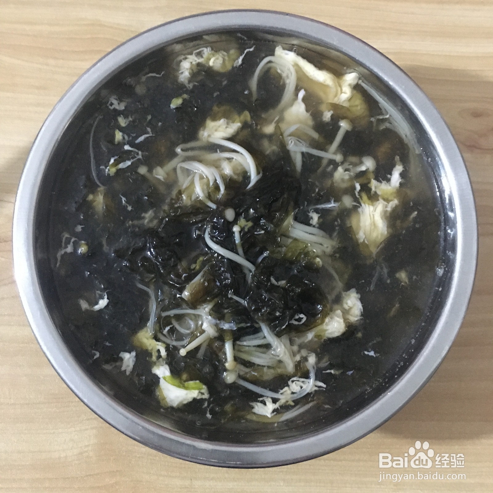 分享一道金针菇紫菜蛋花汤的做法，营养好喝