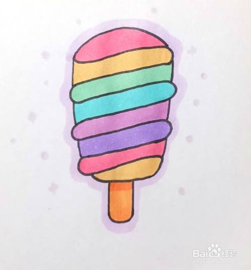 画一支冰冰凉凉的多彩冰棍