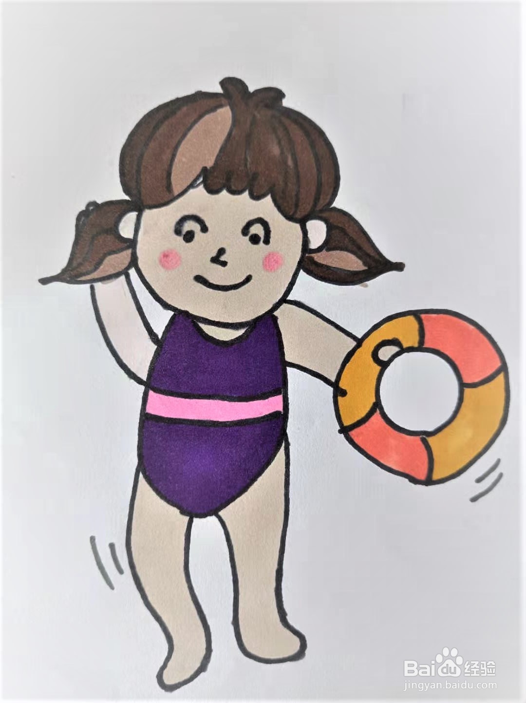 小女孩泳衣 简笔画图片