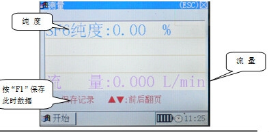 便携式SF6气体纯度分析仪 主界面介绍