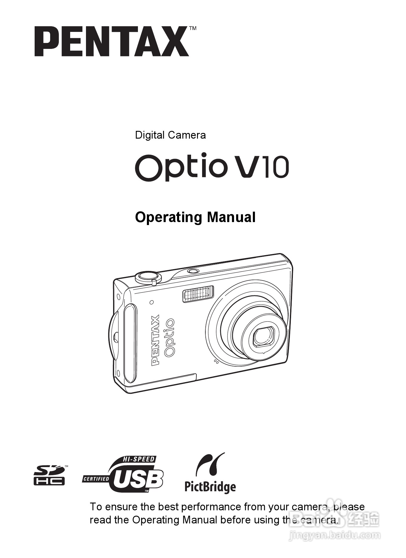 宾得Optio V10数码相机使用说明书:[1]