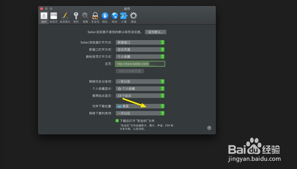 苹果笔记本Safari浏览器怎样设置自定义下载目录