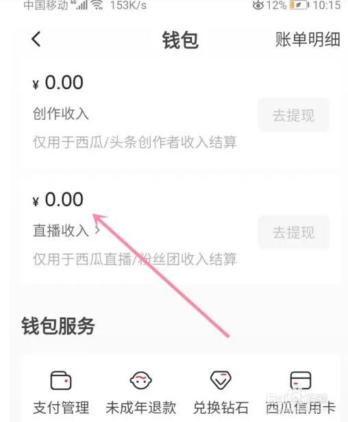 西瓜视频直播收入怎么查看