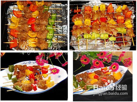 肉片串起来烤着吃-----彩椒烤肉串