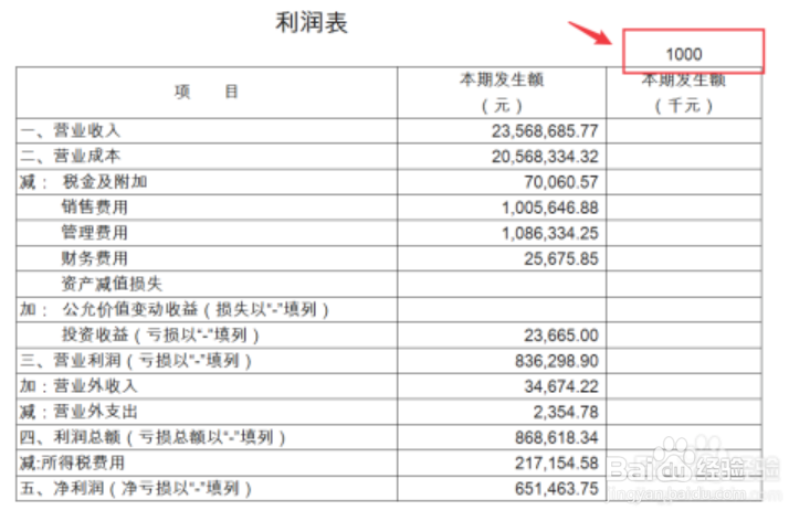 怎么编制按“千元”统计的财务报表