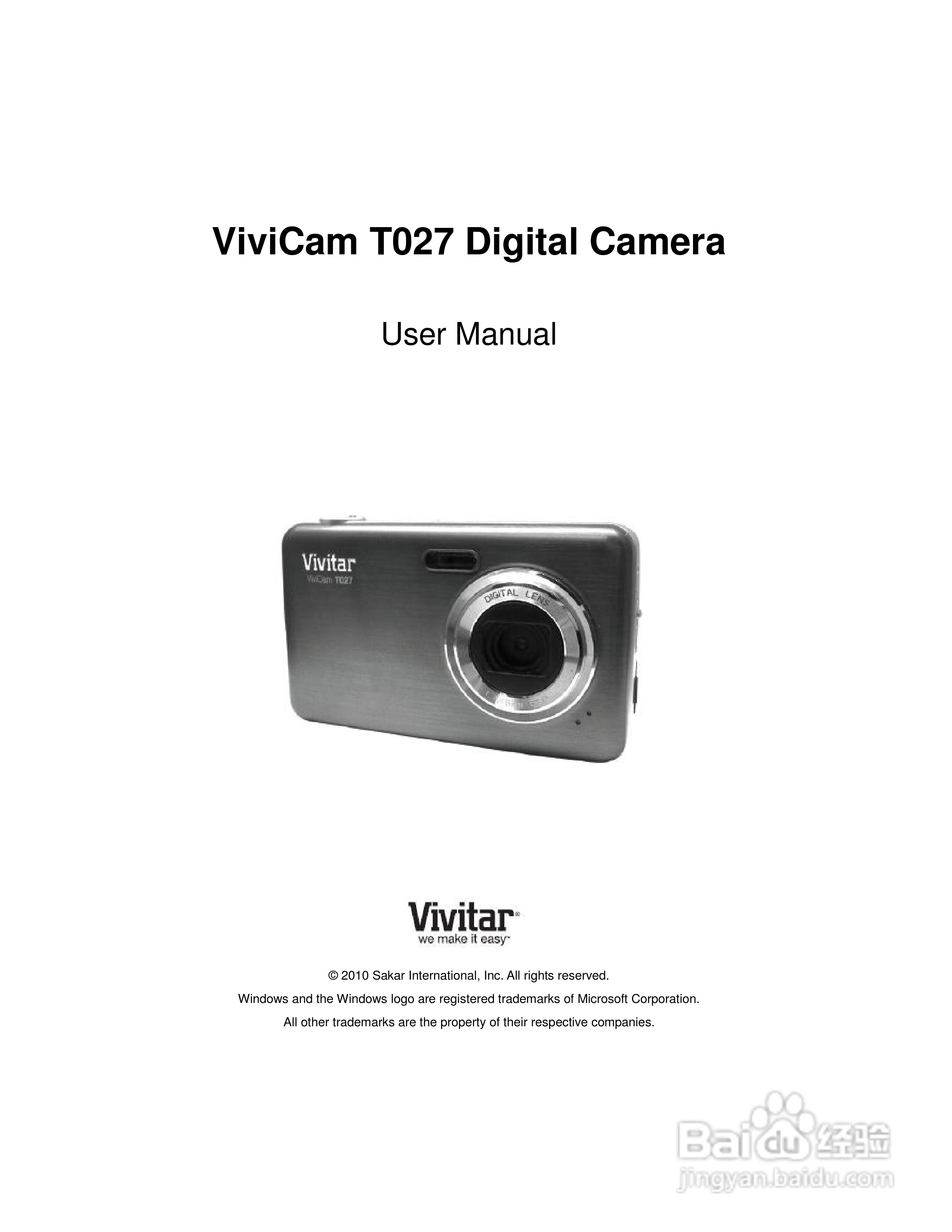 威达ViviCam T027数码相机使用说明书:[1]