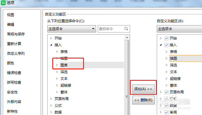 Excel插入选项卡工具栏里的图表不见了如何办