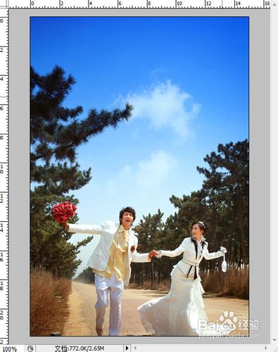 PhotoShop调出清新艳丽的时尚婚纱外景片