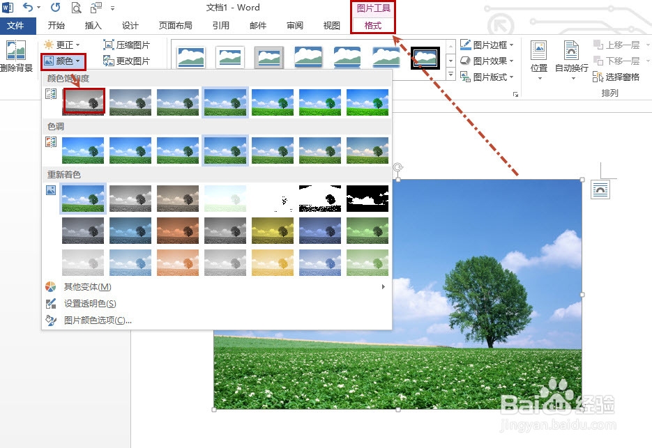 如何利用Office将彩色图片变成黑白色