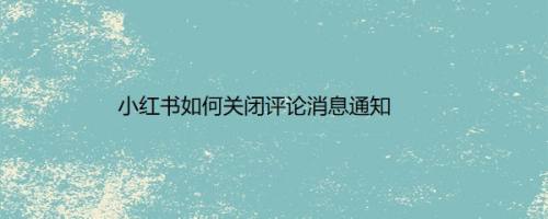 小红书如何关闭评论消息通知