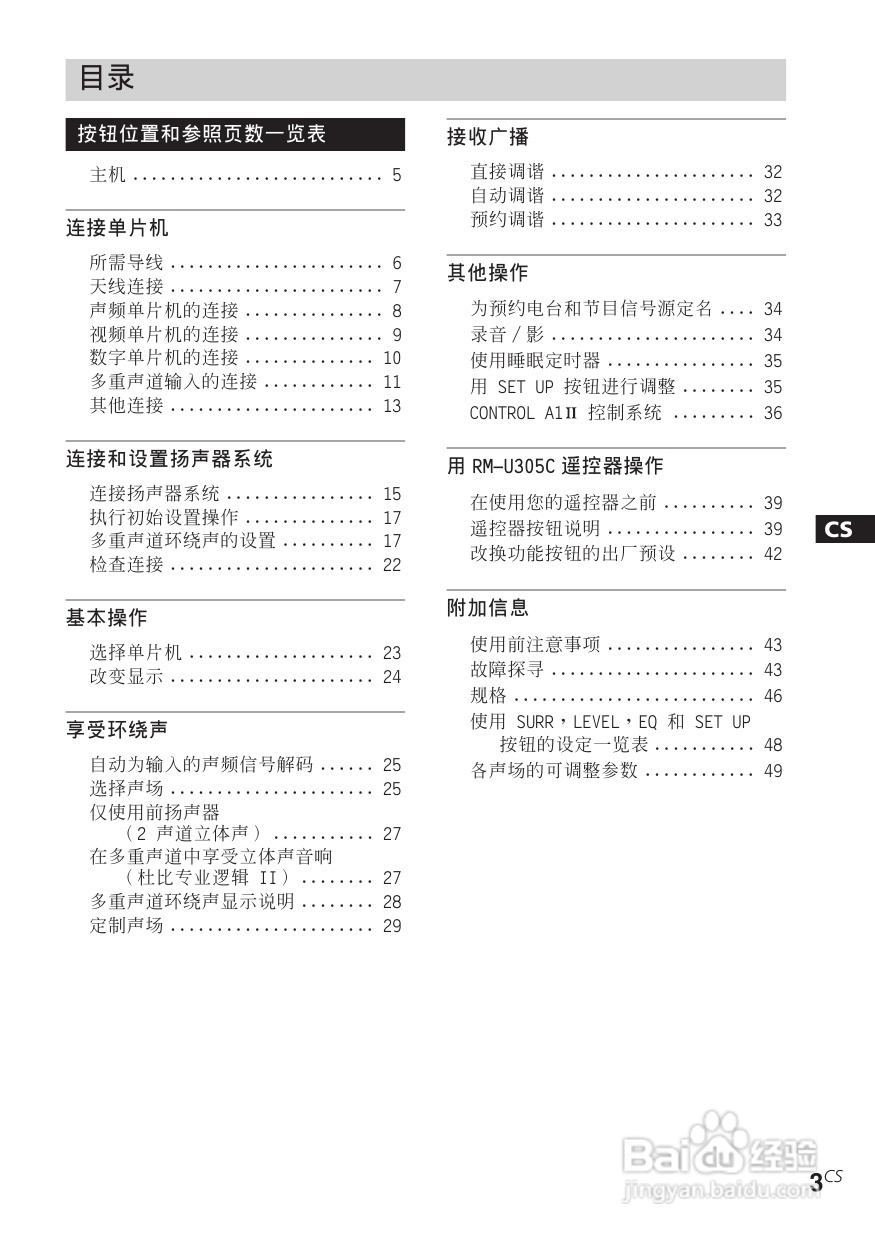索尼STR-DE685功放使用说明书:[3]