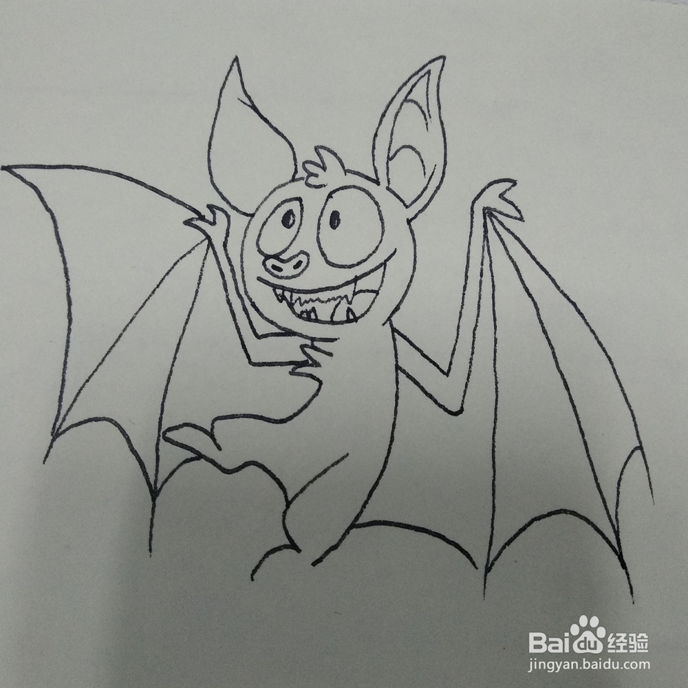 怎么画一只调皮可爱的小蝙蝠卡通儿童简笔画