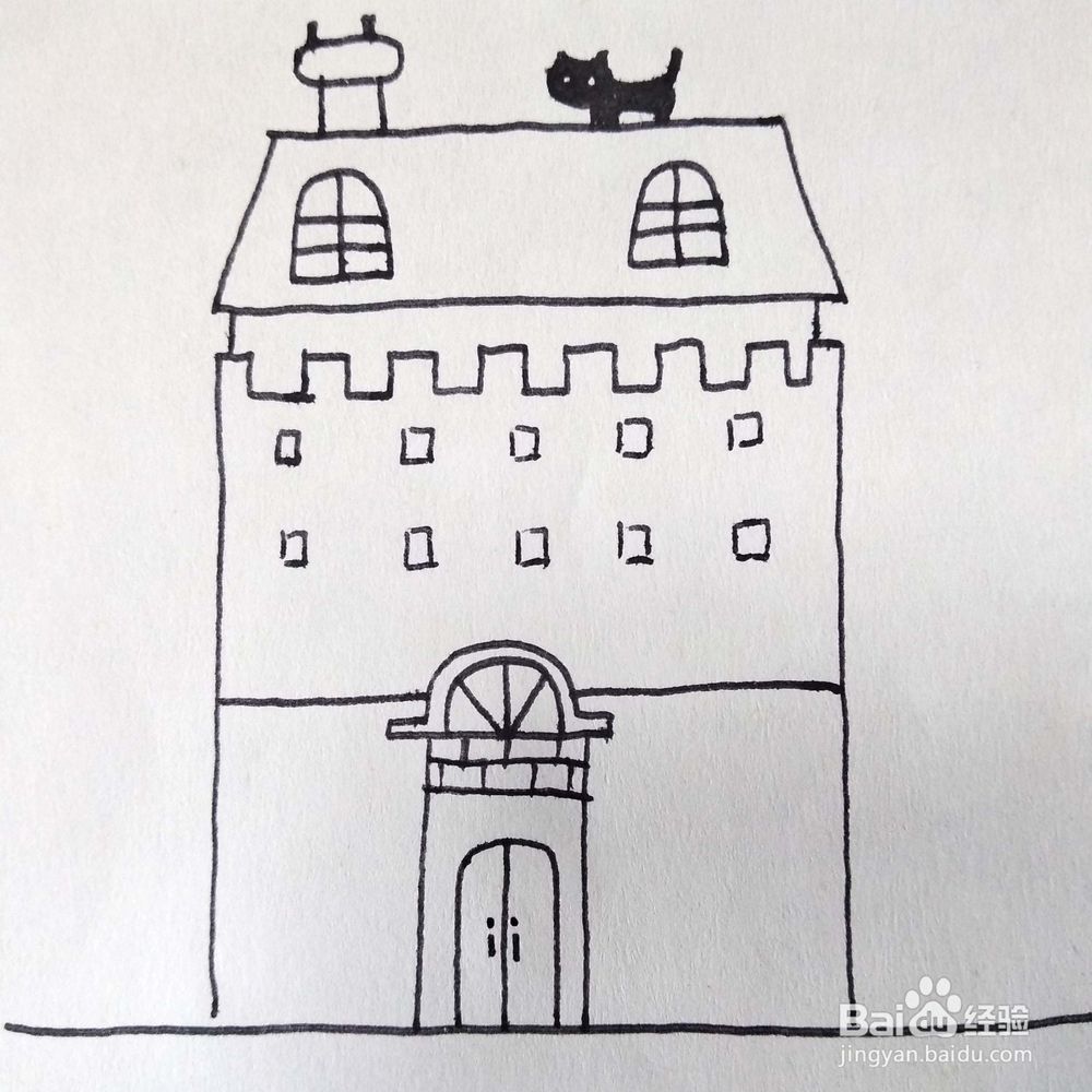 怎么用简单的几何图形绘制出一个建筑简笔画？
