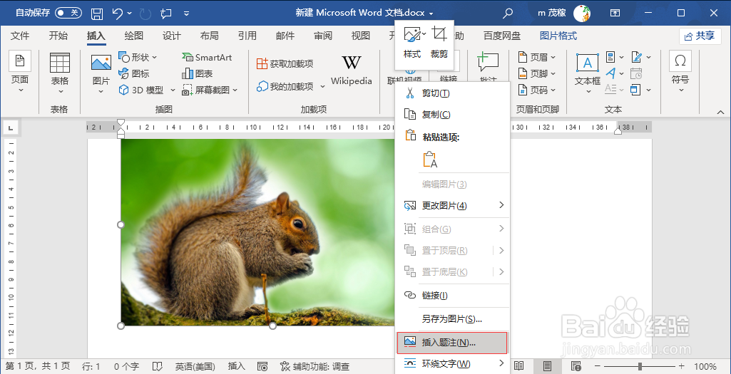 word2021给图片注解文字