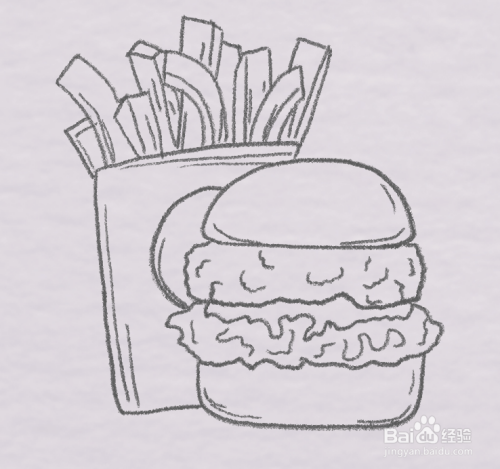 美味的汉堡薯条怎么画