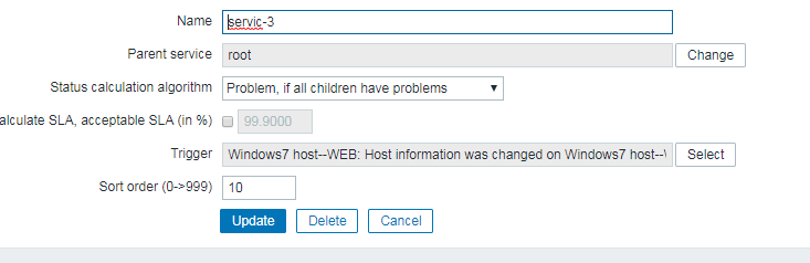 如何在zabbix中修改服务？