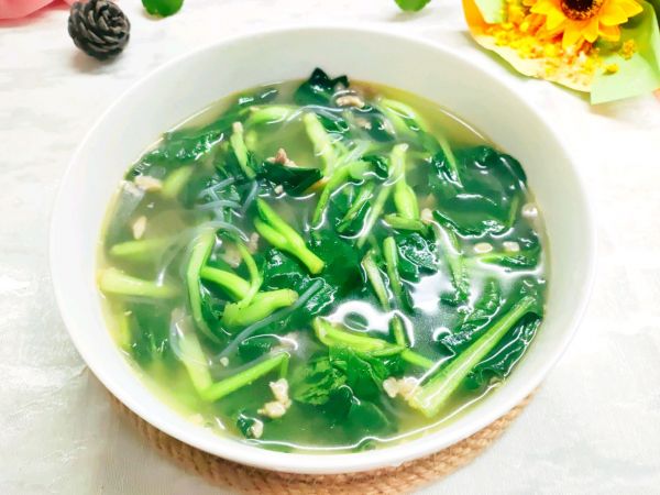 肉沫粉丝鸡毛菜