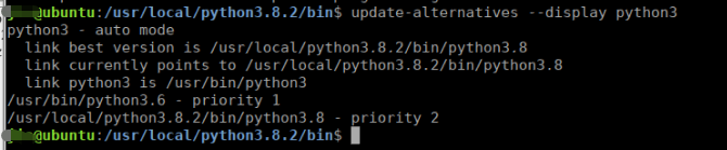 Ubuntu安装python3.8.2切换为系统默认版本