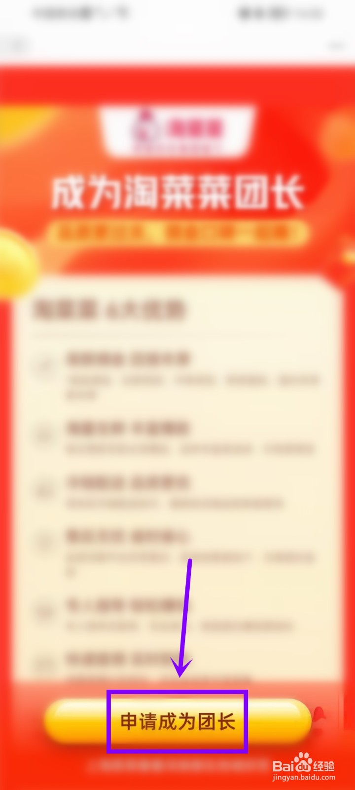 淘菜菜怎么申请团长