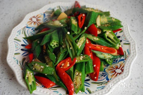 红椒培根炒秋葵