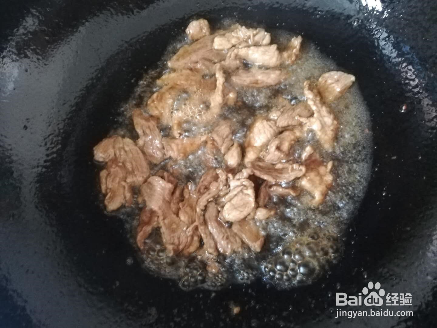 肉片炒白玉菇的做法