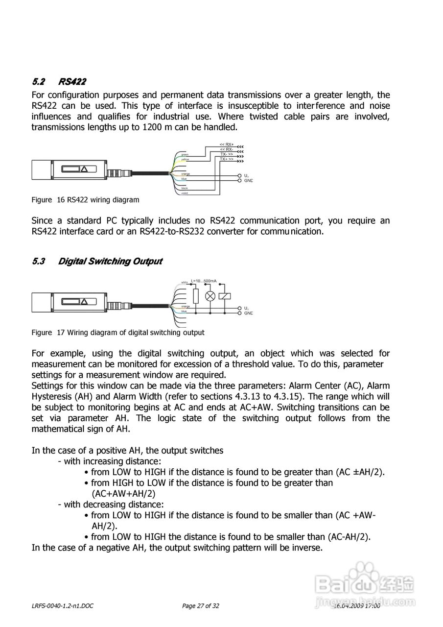德国LRFS-0040系列激光测距传感器操作说明书:[3]