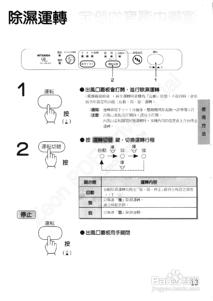 三菱MJ-100KWX型除湿机使用说明书:[2]