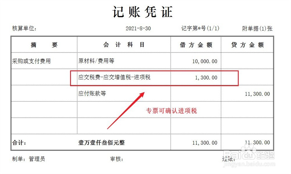 收到专票怎么做账务处理