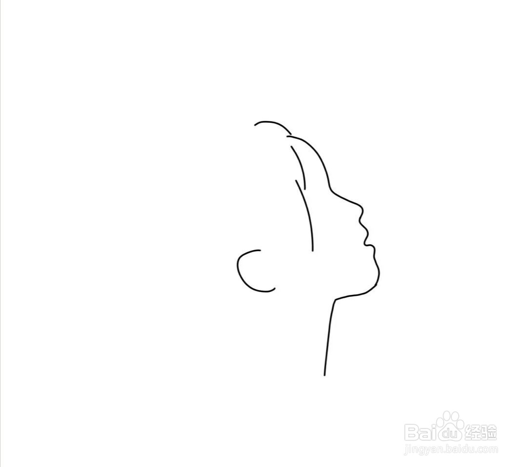 女孩侧脸简笔画教程