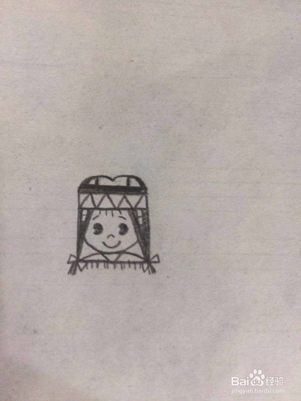 怎么画印第安女孩的简笔画