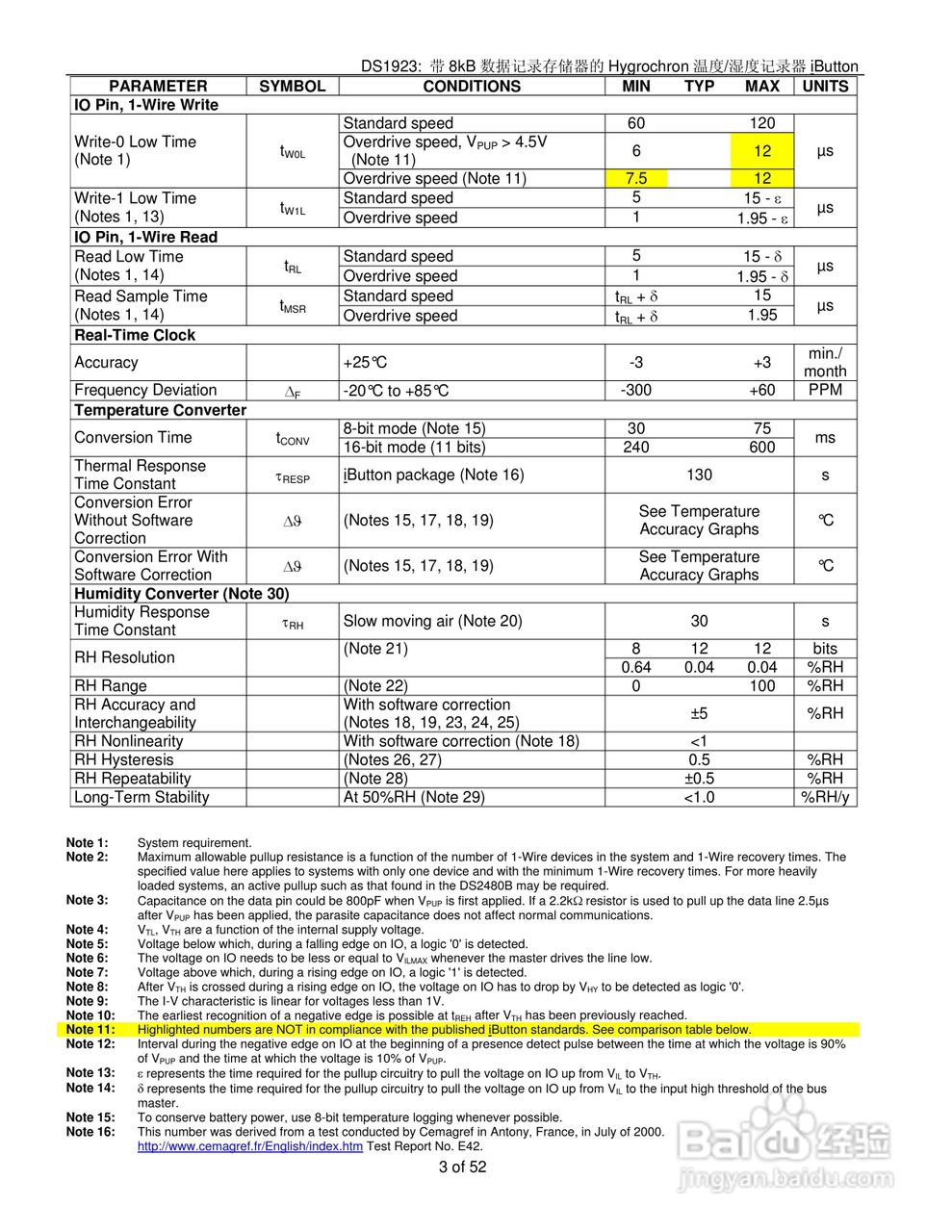DALLAS DS1923温度/湿度记录器说明书:[1]