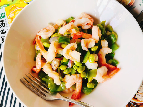 夏日虾尾青椒毛豆下饭菜