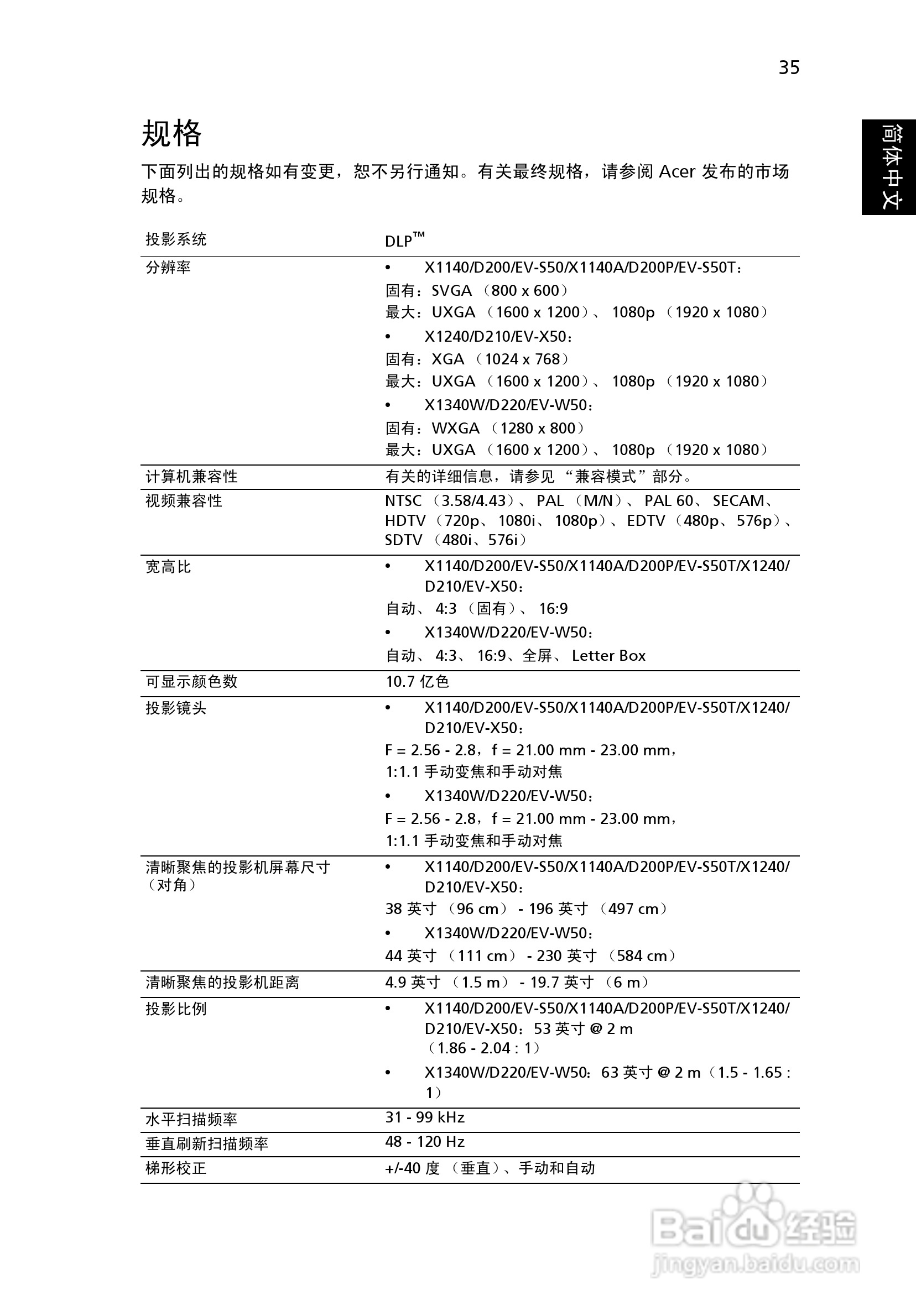 Acer X1140A投影机使用说明书:[5]