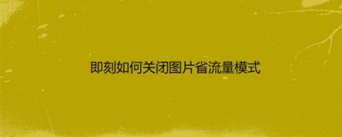 即刻如何关闭图片省流量模式
