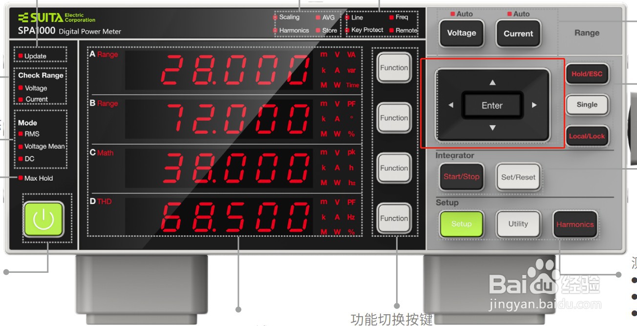 吹田电气数字功率计SPA1000的按键功能简介