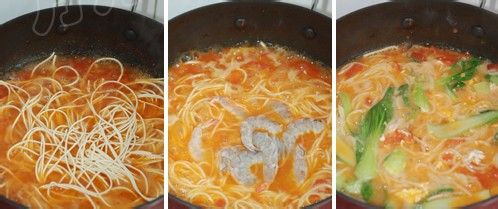 二伏,来个最鲜的面。【鲜虾番茄鸡蛋面】