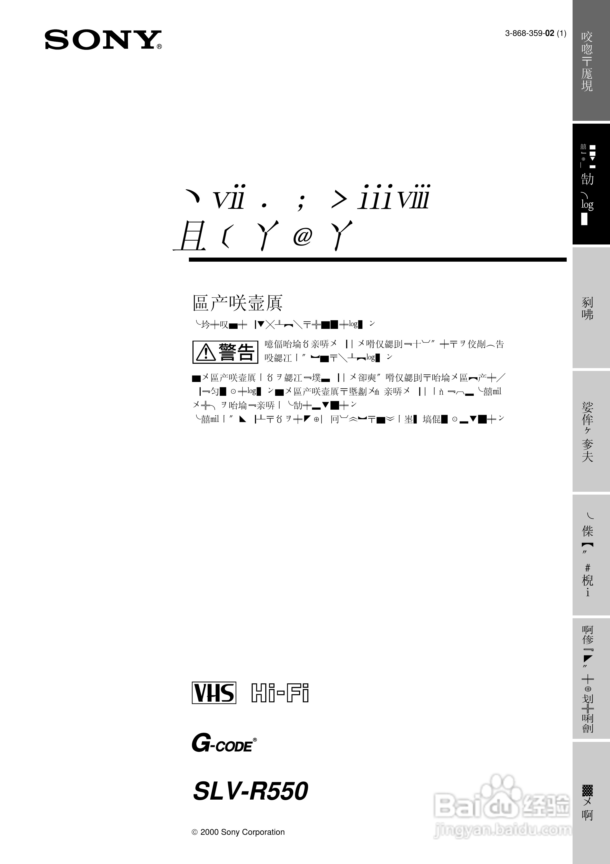 SONY SLV-R550录像机说明书:[1]